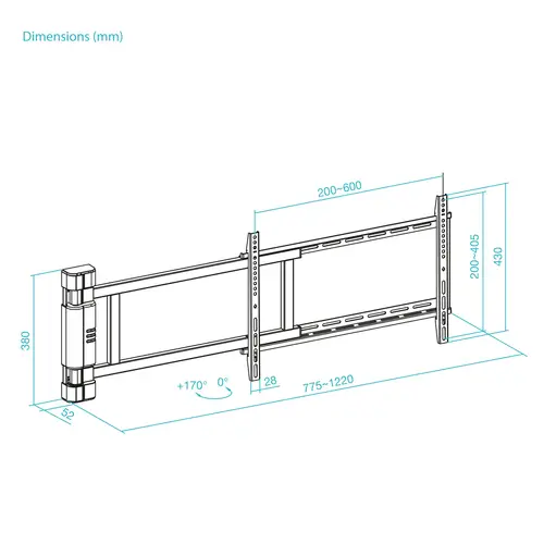 Soporte de pared Con regulación eléctrica para pantallas de 32  75, Negro - Imagen 7