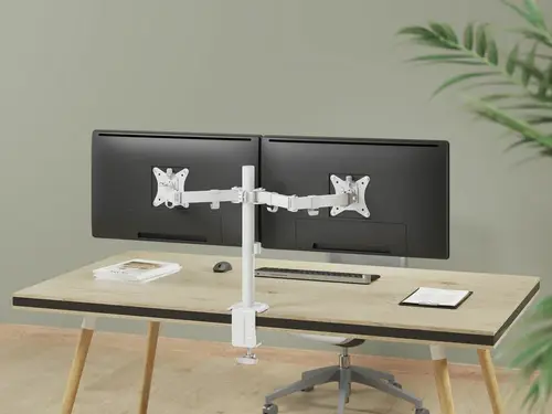 Soporte de escritorio articulado para dos monitores de 17«-32», blanco - Imagen 8