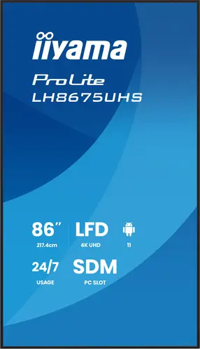 LH8675UHS-B2AG pantalla de señalización Pantalla plana para señalización digital 2,17 m (85.6") LCD Wifi 500 cd / m² 4K Ultra HD Negro Procesador incorporado Android 11 24/7 - Imagen 5