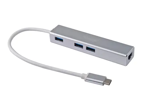 Hub USB-C a USB 3.0 de 3 puertos con adaptador Gigabit - Imagen 1