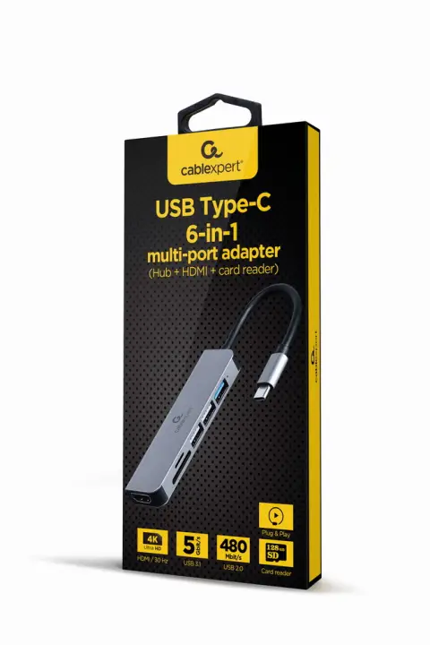 A-CM-COMBO6-02 base para portátil y replicador de puertos Alámbrico USB 3.2 Gen 1 (3.1 Gen 1) Type-C Gris