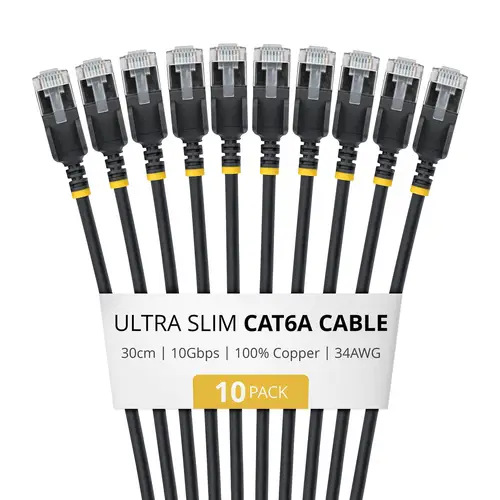 6ASTP34BKS30CM10PK cable de red Negro 0,3 m Cat6a U/FTP (STP) Alrededor - Imagen 1