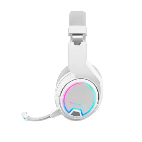 MHW-100 Blanco, Auriculares Inalámbricos ARGB Flow, Micrófono ENC Extraíble,Cancelación de Ruido Activa ENC + Pasiva, Compatibilidad Universal - Imagen 2