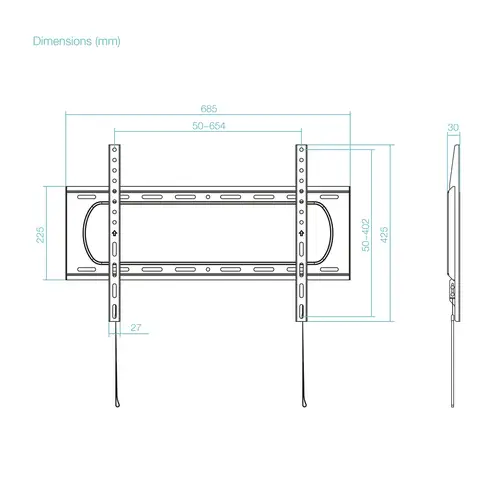 Soporte Fijo de pared para pantallas 37"- 80", Negro - Imagen 6