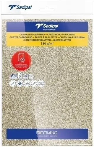 CARTULINA PURPUR.A4 SADIPAL ORO P/3