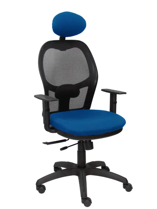 Silla Jorquera malla negra asiento bali azul con traslack y cabecero