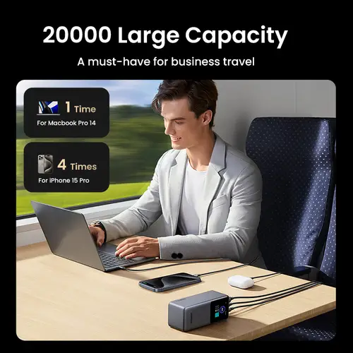 20000mAh 130W Fast Charging Powerbank Litio Gris - Imagen 9