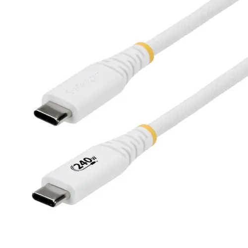 Cable de Carga USB-C Reforzado 1m - Cable Tipo C - PD 240W EPR 5A - USB 2.0 para Portátil - Duradero y Ultraflexible - Blanco - Certificado USB-IF - Imagen 1