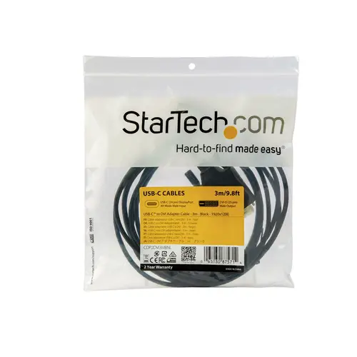 Cable Adaptador de 3m USB-C a DVI 1920 x 1200 - Negro - Cable USB Tipo C a DVI - Cable Conversor de Vídeo USBC - Imagen 5