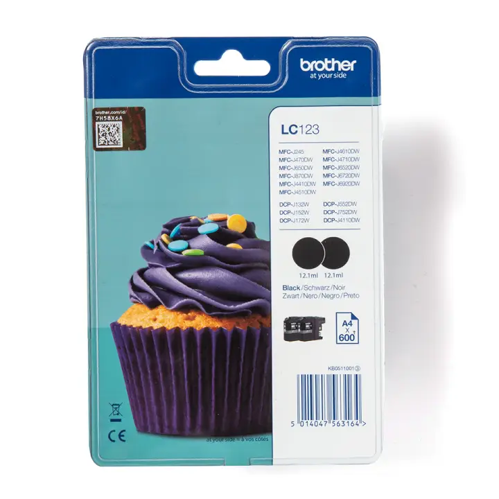 LC123BKBP2 cartucho de tinta 2 pieza(s) Original Negro