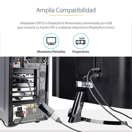 Adaptador DVI a DisplayPort Alimentado por USB - Conversor DVI a DisplayPort - Convertidor DVI-D a DP - 1920x1200 - Imagen 11