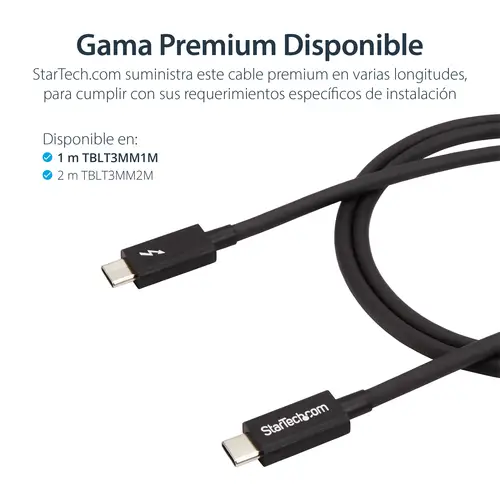 Cable Thunderbolt 3 Pasivo de 1m - 20Gbps - PD 100W - Vídeo 4K - Cable Thunderbolt - Certificado Thunderbolt - Compatible con USB4 / Modo Alt DP - Thunderbolt 4 - USB 3.2 - USB-C - Imagen 9