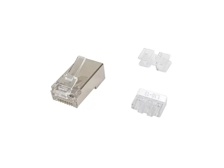 121147 conector RJ-45 Acero satinado, Transparente