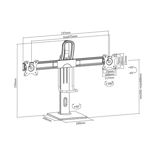 Soporte De Mesa Pro Contrapeso Giratorio E Inclinable Para 2 Monitores 6kg De 17-27, Negro - Imagen 6