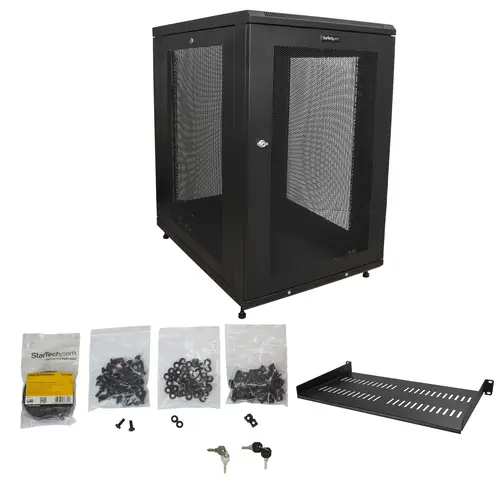Armario Rack para Servidores 18U 19" 4 Columnas - Rack de Servidores con Cerradura y Seguro - Rack con Ruedas y Carriles de Montaje Ajustables para Equipo de Red - Imagen 7
