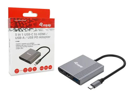 Adaptador 3 en 1 USB-C a HDMI / USB-A / USB PD, 4K/60Hz, 100W USB PD - Imagen 7