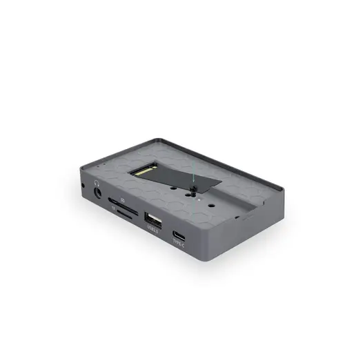 Caja externa para SSD M.2 NVMe/SATA + HUB USB-C 3.2 Gen2 con 2x USB-A 3.1 + 1x USB-A 2.0 + USB-C 3.2 Gen2 + HDMI 2.0 + RJ45 + SD/TF + AUDIO + USB-C PD 100W, Gris - Imagen 5