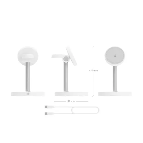 AISENS Cargador Inalambrico USB C 3 en 1 De 15W Para Movil  Apple Watch  Auriculares Con Estuche De Carga  Blanco - Imagen 4
