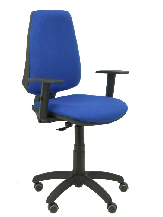 Silla Elche CP bali azul brazos regulables ruedas de parquet