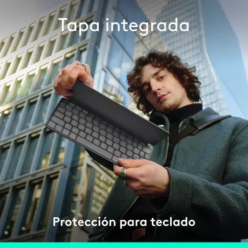 Keys-To-Go 2, teclado inalámbrico portátil para iPad con tapa integrada, estilizado y compacto, para iPad, iPhone, Mac y Apple TV, para alternar fácilmente entre dispositivos, Grafite - Imagen 3