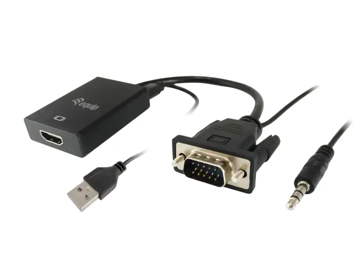 119038 adaptador de cable de vídeo 0,2 m VGA (D-Sub) + 3,5mm DVI-D + USB Negro