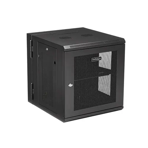 Armario Rack de Pared para Servidores 12U 19" 4 Columnas y Estante 1U - Rack de Servidores de Montaje en Pared con Bisagra - Rack Ventilado para Equipo de Red - Imagen 2