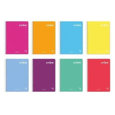 PACSA CUADERNO POLIPAC 80 HOJAS PAUTA 2,5CM TAPAS POLIPROPILENO FOLIO COLORES SURTIDO -5U-