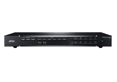 Switch de presentación 7 x 3 con escalador de vídeo, streaming, mezclador de audio y HDBaseT - Imagen 3