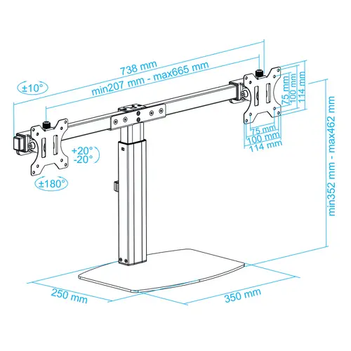 Soporte de mesa para 2 pantallas (monitor / plasma / LCD / LED) 17"-27" - Imagen 13