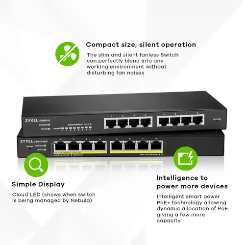 GS1915-8 Gestionado L2 Gigabit Ethernet (10/100/1000) Negro - Imagen 4
