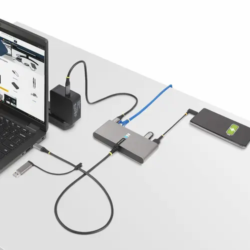 Hub Ladrón USB-C de 2 Puertos USB-A de 5Gbps con Red RJ45 Ethernet Gigabit y Puerto Serie DB9 RS232 FTDI - Concentrador USB - Entrega de Alimentación PD de 100W de Paso - Imagen 8