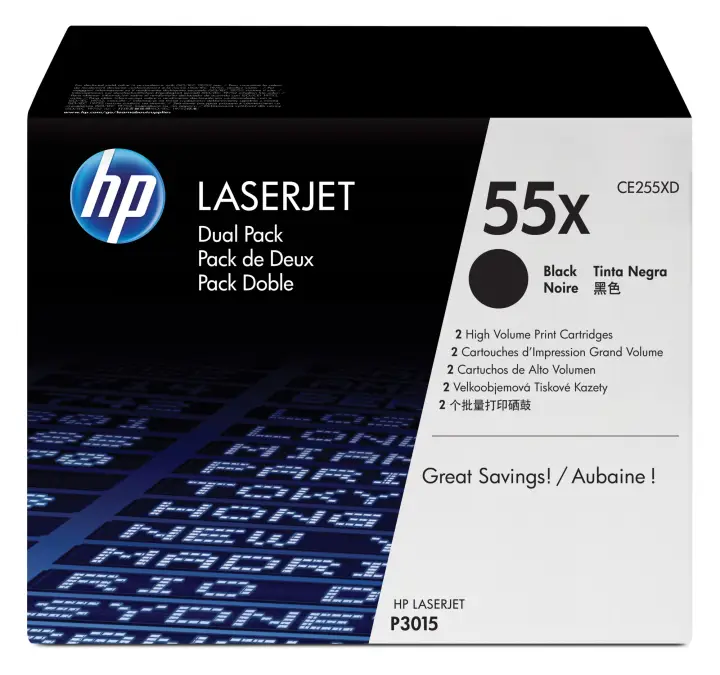 Pack de ahorro de 2 cartuchos de tóner original LaserJet 55X de alta capacidad negro