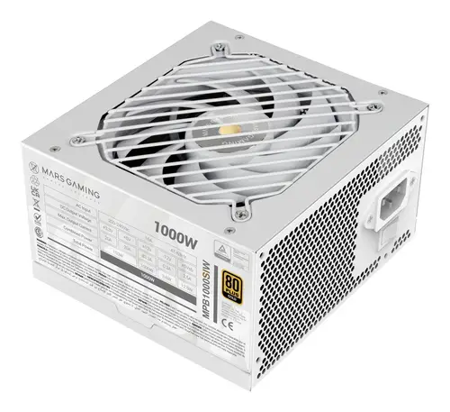 FUENTE DE ALIMENTACION MARS GAMING 1000W MODULAR ATX 80+ BRONZE 140mm SILENT BLANCO