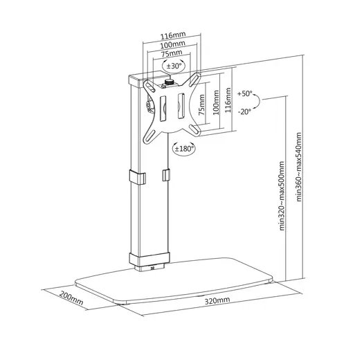 Soporte De Mesa Eco Giratorio E Inclinable Para Monitor/tv 8kg De 17-32, Negro - Imagen 8