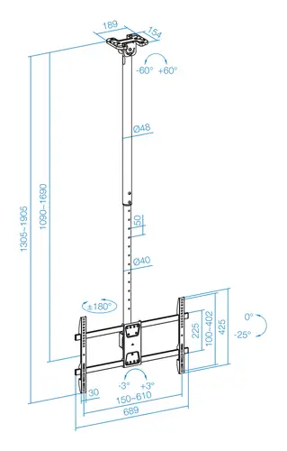 Soporte de Techo para Pantallas 43"-86", Negro - Imagen 8