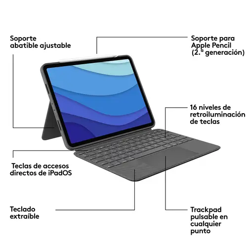 920-010145 teclado para móvil QWERTY Español Smart Connector Gris - Imagen 13