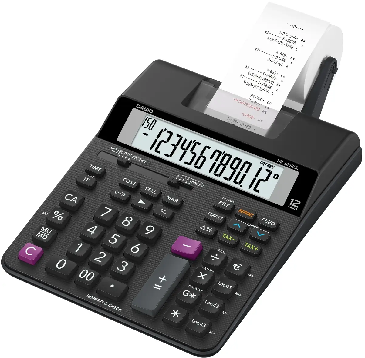 HR-200RCE calculadora Escritorio Calculadora de impresión Negro