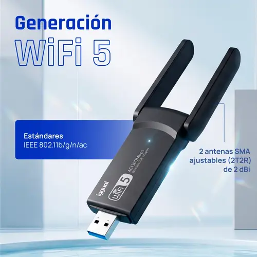 Adaptador USB Wifi 1300 Mbps dual 2.4G/5G - Imagen 6