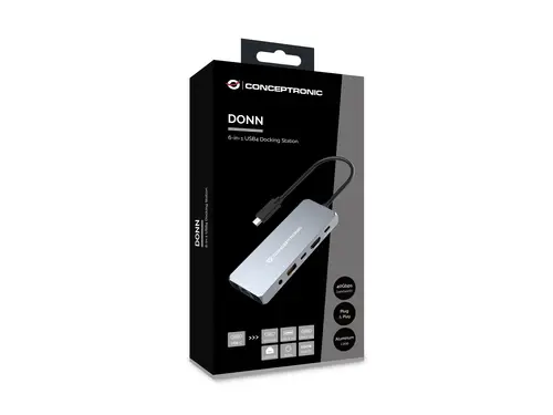 DONN22G base para portátil y replicador de puertos Alámbrico USB 3.2 Gen 2 (3.1 Gen 2) Type-C Gris - Imagen 3