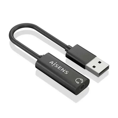 Conversor USB-A a Audio 48KHz, USB-A/M-Jack 3.5/H, Negro, 10 cm - Imagen 2
