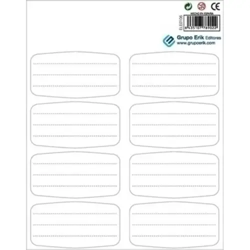 ETIQUETA ESCOLAR ERIK 15,8x20 COLOR WHIT