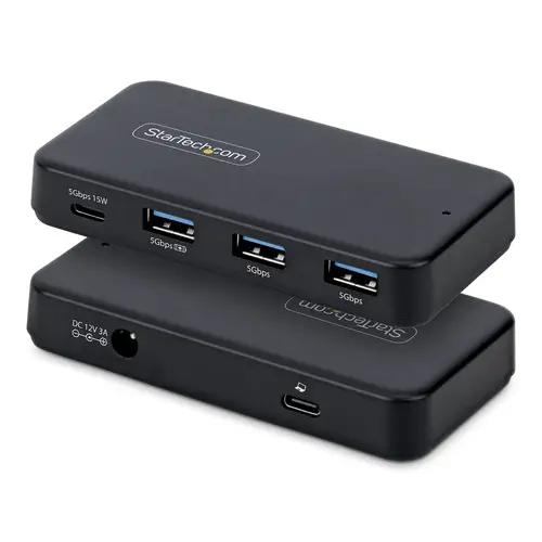 Hub USB-C y Tipo A de 4 Puertos - Ladrón USB de 5Gbps - Autoalimentado - Con Cable Host Tipo C y USB-A - 1x USB-C y 3x USB-A (1x BC 1.2) - Adaptador de Corriente de 36W - Mac/Windows - Imagen 1