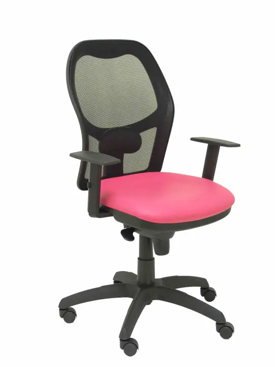 Silla Jorquera malla negra asiento similpiel rosa
