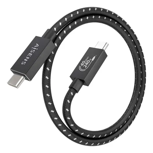 Cable USB4 Gen3x2 Aluminio 40Gbps 8K@60Hz 5A 48V 240W E-Mark, Tipo USB-C/M-USB-C/M, Negro, 0.5m - Imagen 2