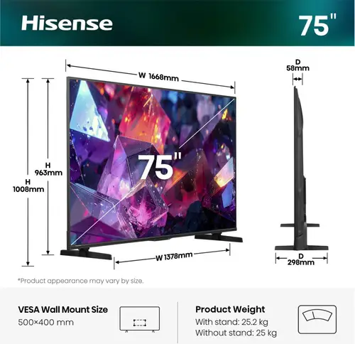 75E7S PRO 190,5 cm (75") 4K Ultra HD Smart TV Wifi Negro - Imagen 2