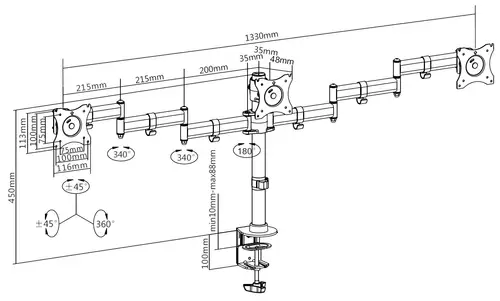 Soporte articulado de sobremesa para triple monitor de 13"-27 - Imagen 3