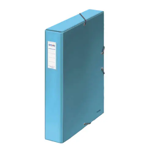 CAJAS DE PROYECTOS CARTÓN FORRADO LOMO DE 5 CM AZUL CLARO CON ETIQUETA 245X350X50 DOHE 10360