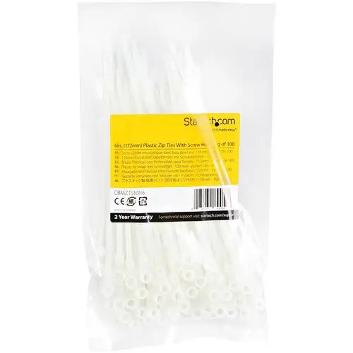 Bridas sujetacables de 15cm con perforación de montaje - 3 mm de ancho, para grupo de cables de 40 mm, soportan 18 kg de tensión, de Nylon 66, UL, paquete de 100 - Imagen 6