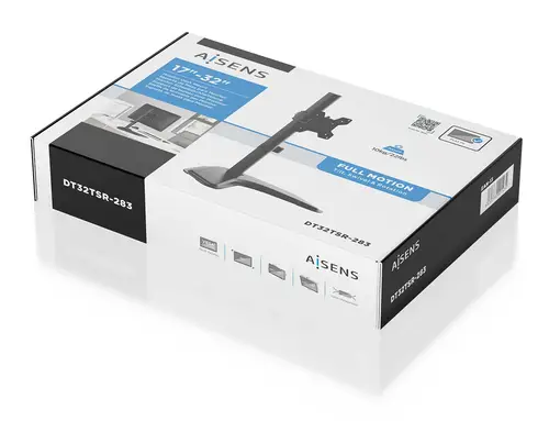 Soporte de mesa con peana eco giratorio e inclinable para monitor/TV 10kg de 17-32, Negro - Imagen 6