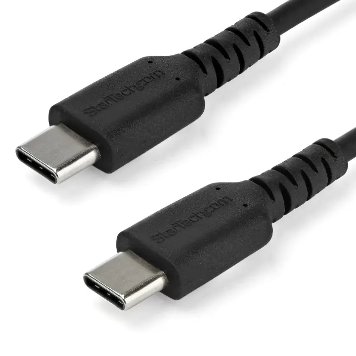 Cable de 1m de Carga USB C - de Carga Rápida y Sincronización USB 2.0 Tipo C a USB C para Portátiles - Revestimiento TPE de Fibra de Aramida M/M 60W Negro - iPad Pro Surface